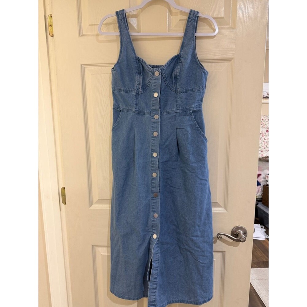 Blue Denim Midi Dress